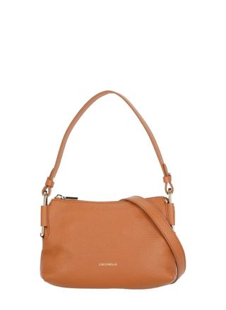 Coccinelle Compact Pebbled Leather Shoulder Bag With Gold Logo