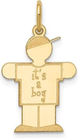Diamond2Deal 14k Yellow Gold The Kids Small Its a Boy Engravable Hugs Charm Pendant