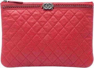 Chanel Pre-owned Leather chanel-bags - Dames - Vintage Clutch - Rood - ONE Size - Vintage