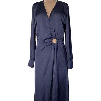 BA&SH Womens V-Neck Jacquard Midi Dress In Marine