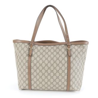 Gucci Brown Leather Coated Canvas Tote Bag (Pre-Owned)