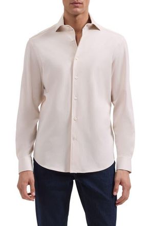 Bugatchi Devon OoohCotton Button-Up Shirt in Almond at Nordstrom, Size Xxx-Large
