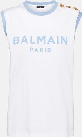 Balmain Logo cotton jersey tank top