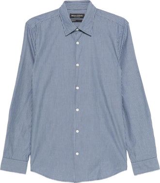 Marc O'Polo striped shirt - men - Organic Cotton - L - Blue