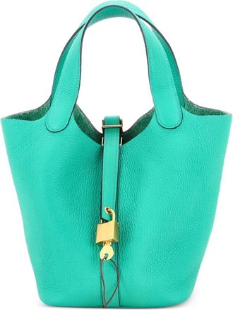 Herm&egrave;s Picotin Lock Bag Clemence PM bucket bag - Groen