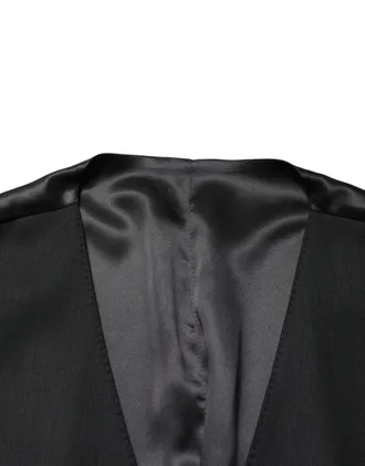 Dolce & Gabbana Black Wool Single Breasted Men Waistcoat Mens Vest
