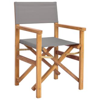 vidaXL Silla De Director Marr&oacute;n Y Gris Claro Madera De Teca Maciza Vidaxl