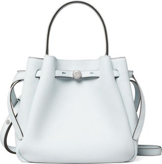 Tory Burch Romy Pebble Leather Bucket Bag in Light Blue at Nordstrom