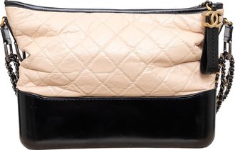 Chanel Pre-owned Womens Quilted Large Gabrielle Hobo Bag - 10s - Beige Leather - One Size