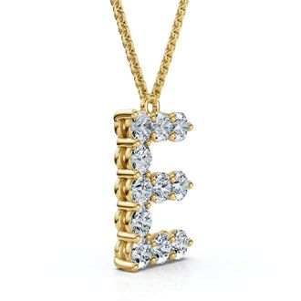Pompeii3 1Ct Diamond Initial E Pendant 14k Gold 18 Necklace Lab Grown 5/8 Tall