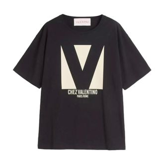 Valentino T-Shirts, female, Black, XS, Cotton Jersey T-Shirt