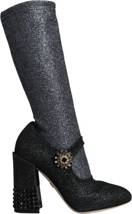 Dolce & Gabbana Womens Glitter Mary Jane Pumpsblack - Black Nylon - Size EU 36
