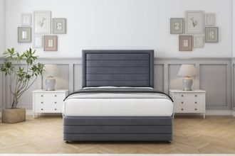 Comfort Beds Anna Plush Divan Set 2 Drawers-54 Headboard-Footboard in Dark Grey | Size: Super King