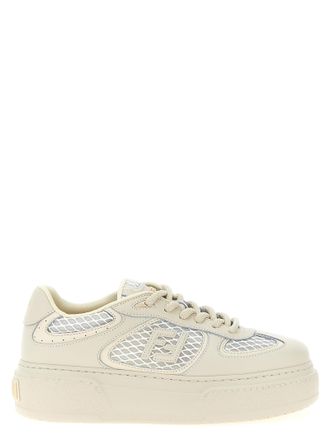 Fendi Beige Calfskin Platform Womens Sneakers