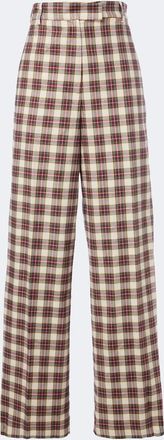 Dries Van Noten Plaid cotton flannel wide-leg pants