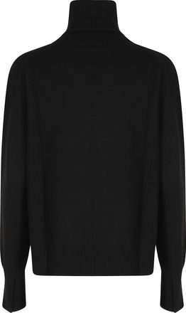 Semicouture Refined Black Dalia Sweater with High Neckline and Side Slits