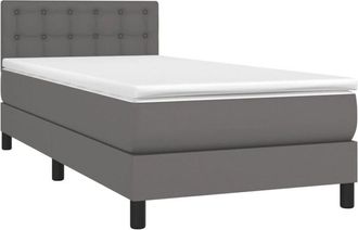 vidaXL Cama Box Spring Y Colch&oacute;n Led Cuero Sint&eacute;tico Gris 90x200 Cm Vidaxl