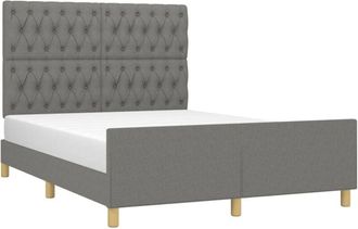 vidaXL Vidaxl - Estructura De Cama Sin Colch&oacute;n Tela Gris Oscuro 140x200 Cm