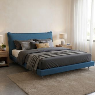 Dmora Dmora - Cama Matrimonial Dabbat, Cama Fija Con Tapizado Y Cabecero En Tela, 100% Made In Italy, Apertura Frontal, Adecuado Para Colch&oacute;n Cm 160x190, Az