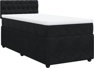 vidaXL Cama Box Spring Con Colch&oacute;n Terciopelo Negro 100x200 Cm Vidaxl
