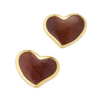Jan Leslie Heart Stud Earring Set In Sterling With 18K Gold Overlay in Red at Nordstrom