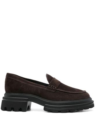 Hogan suede loafers - women - Calf Suede/Calf Leather/Rubber - 40 - Brown