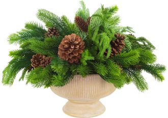 Creative Displays Inc. Handmade Holiday Evergreens & Pinecones In Pedestal Vase