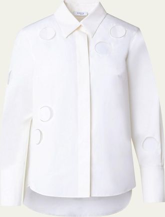 Akris Cotton Poplin Blouse with Dot Cut Outs