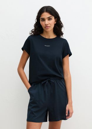 Marc O'Polo Shorty MARC OPOLO Mix N Match Cotton Pyjama Set Short, Damen, Gr. XL, schwarz navy, Jersey, Obermaterial: 100% Baumwolle, bequem kurz, Rundhals, Homew