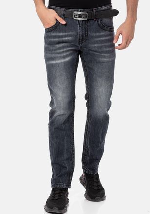 Cipo & Baxx Regular-fit-Jeans CIPO & BAXX, Herren, Gr. 30, L&auml;nge 34, grau (anthrazit), Denim/Jeans, Obermaterial: 100% Baumwolle, Abriebeffekte, regular fit, Jean