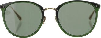 Linda Farrow Goud vergulde ovale zonnebril met UV-bescherming - Dames - Zonnebrillen - Groen - ONE Size - Accessoires