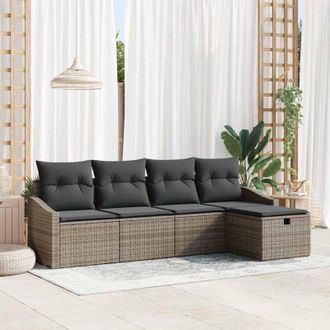 vidaXL Vidaxl - Conjunto De Sof&aacute; De Jard&iacute;n Manual 5 Pcs Gris 233 X 117 X 85 Cm