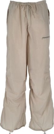 Hinnominate Hinnominate, Broeken, Dames, Beige, S, Nylon, Hoge taille nylon broek met print