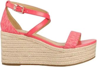 Michael Kors Schoenen, Dames, Roze, 37 1/2 EU, Leer, Serena Wedge Espadrille