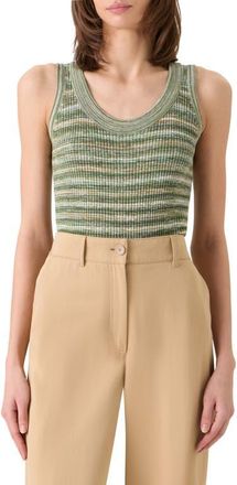 Akris Space Dye Merino Wool Rib Sweater Tank in Green-Multicolor at Nordstrom, Size 14