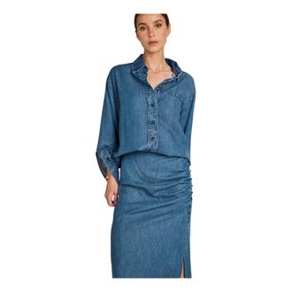 March23 Dames, Blouses & Shirts, Blauw, Maat: XS