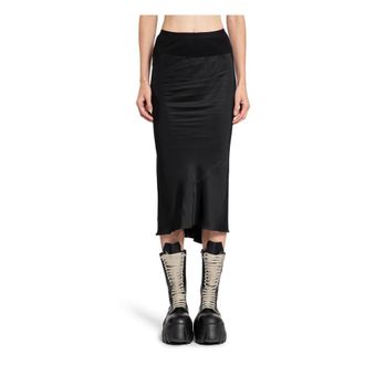 Rick Owens Midi Skirts, female, Black, Size: 2XS Gonna A-Line Bias Skirt