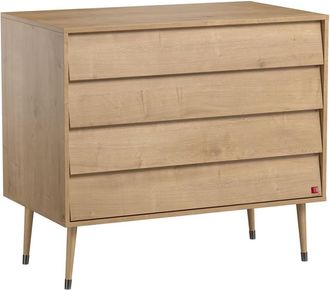 Calicosy Cómoda 4 cajones - L100 x H90 cm - Efecto Roble