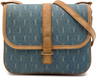 Saint Laurent Pre-owned Saint Laurent Le Monogramme Suede Trimmed Denim Crossbody Ladies FDK68HBEW8ESOBJZ