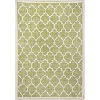 Jonathan Y Designs Trebol Moroccan Trellis Textured Weave Indoor/Outdoor Area Rug in Green/cream at Nordstrom, Size 5Ft 0In X 8Ft 0In