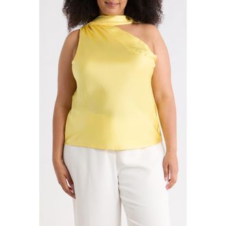 Renee C Scarf Detail One Shoulder Top in Butter at Nordstrom Rack, Size 2X