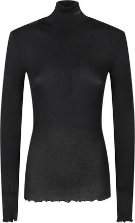 Prada Ribbed Knit Turtleneck Top - Dames - Coltruien - Zwart - S - Truien & Vesten