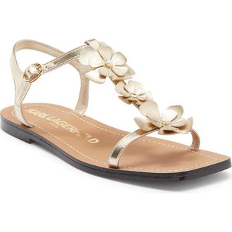Karl Lagerfeld Margate T-Strap Sandal in White Gold at Nordstrom Rack, Size 9