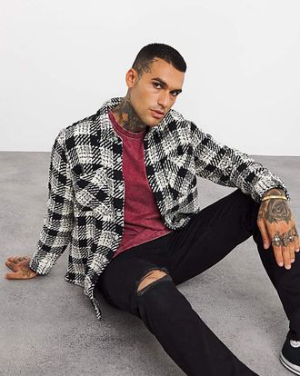 Jacamo Heavy Textured Check Overshirt