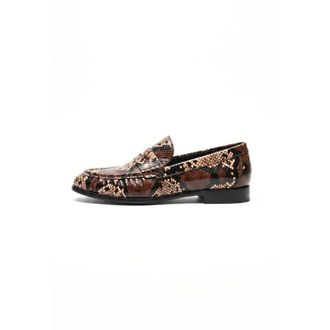 Cesare Gaspari Schoenen, Dames, Bruin, 41 EU, Leer, Penny Python Loafers