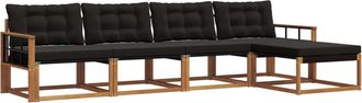 vidaXL Conjunto De Sof&aacute;s De Exterior 5 Uds. Natural Y Negro Vidaxl