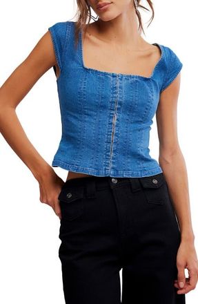 Free People Marilyn Denim Corset Top in Skylight at Nordstrom, Size X-Large