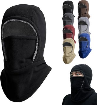 Generic Unisex Windproof & Warm Balaclava for Outdoor Activities, 3 in 1 One-Piece Winter Hat & Thermal Face Mask (Black,One Size)