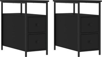 vidaXL Bedside Cabinets 2 pcs Black 30x60x60 cm Engineered Wood Vidaxl