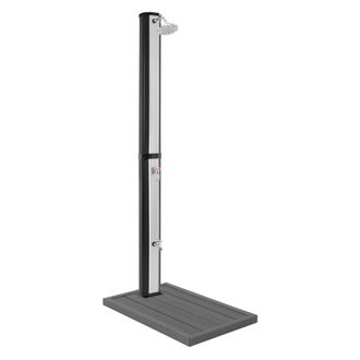 ML Design Ml-design Ducha Solar De Jard&iacute;n De 35l Negro Plateado 217cm Agua Caliente 60&deg;c Sin Electricidad Con Elemento De Suelo Conexi&oacute;n Para Manguera Moderno E